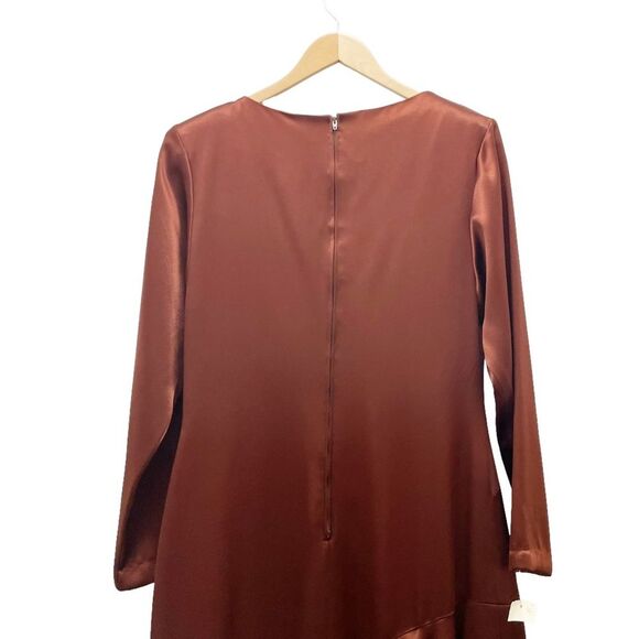 NWT Morton Myles The Warrens Vintage 1980s Bronze Satin Drop Waist Dress Size 8 - Picture 5 of 15